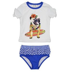 Jessica Simpson White & Blue Dog Rashguard Set 4T